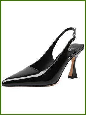 Slingback Chunky Heel Pointed Toe Dress Pumps